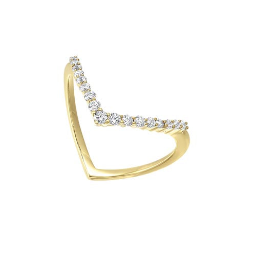 diamond v-shaped stackable wedding ring in yellow gold (1/4ctw)