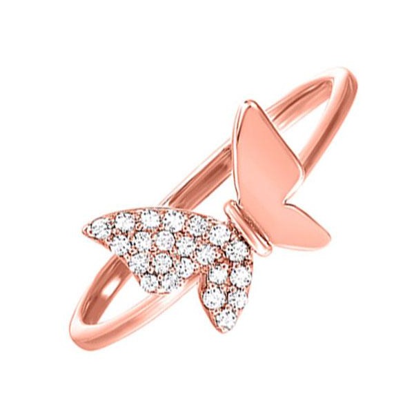 14kt pink gold & diamond sparkle fashion ring  - 1/10 ctw