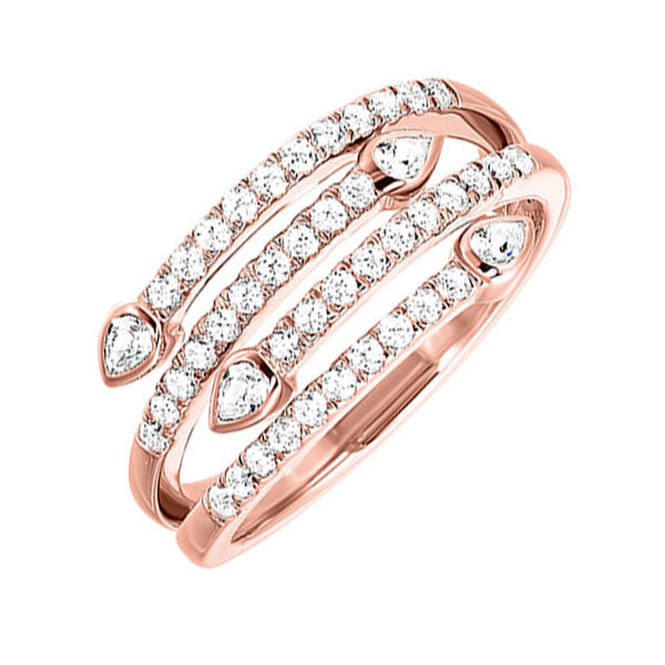 14kt pink gold & diamond sparkle fashion ring  - 1/2 ctw