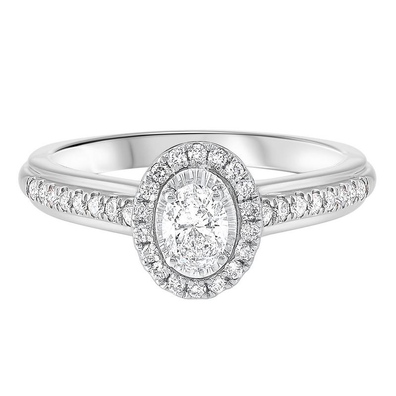 14kw tru ref oval halo prong ring 3/5ct, rol1023-1pc