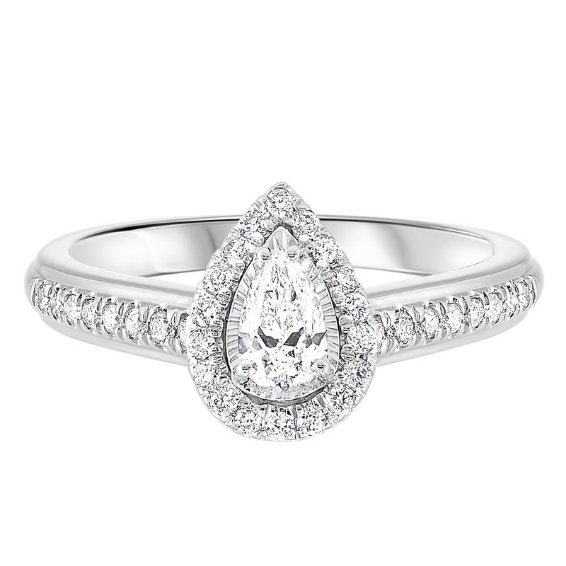 14kw tru ref pear halo prong ring 3/5ct, pd10311-4pf