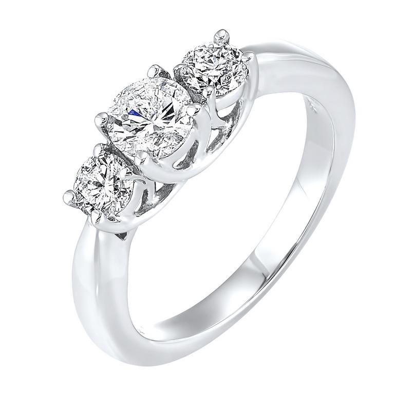 14kw 3 stone round prong ring 1/4ct, fr1243-4y
