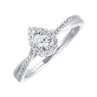 14K White Gold Pear Halo Style Engagement Ring with Twisted Shank