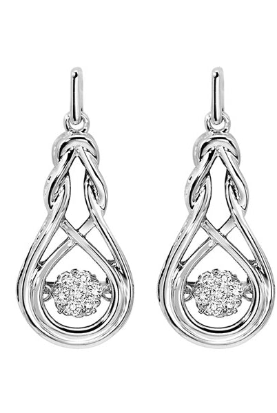 silver (slv 995) diamond classic book rhythm of love fashion earrings   - 1/6 ctw