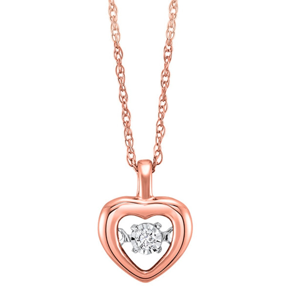 diamond heart pendant in 10k rose gold
