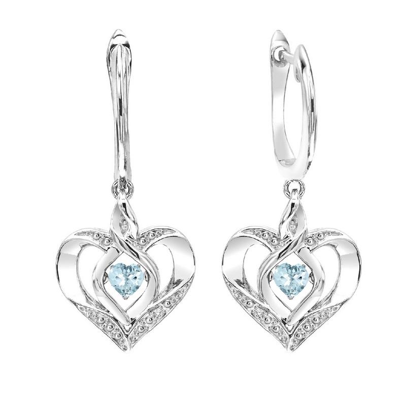 SS Diamond ROL-Birthst Heart Aquamarine Basics Earring 1/165Ct, Fernbaugh's Jewelers, ROL2165A