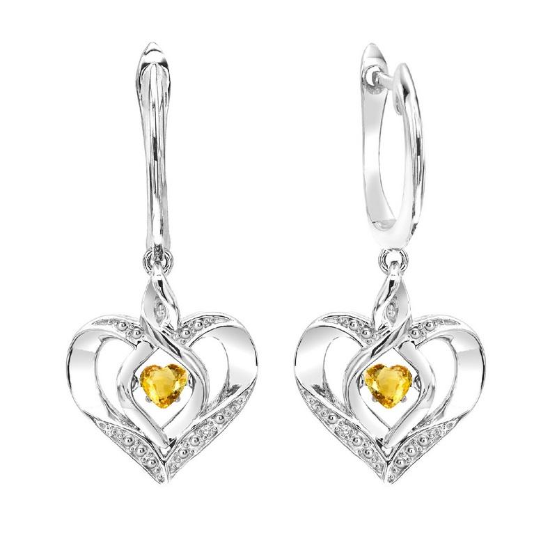 SS Diamond ROL-Birthst Heart Citrine Basics Earring, Fernbaugh's Jewelers, ROL2165C