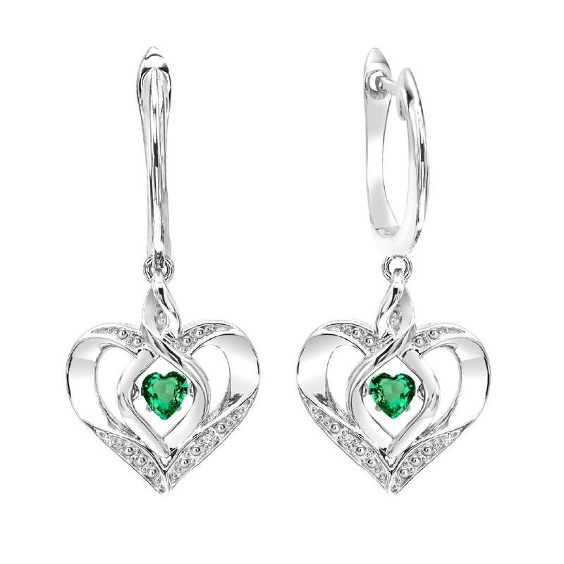 SS Diamond ROL-Birthst Heart Emerald Basics Earring, Fernbaugh's Jewelers, ROL2165E