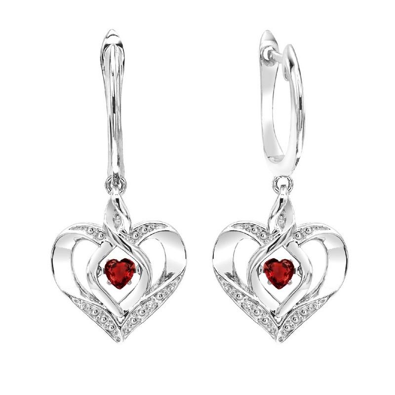 SS Diamond ROL-Birthst Heart Garnet Basics Earring 1/15Ct, Fernbaugh's Jewelers, ROL2165G