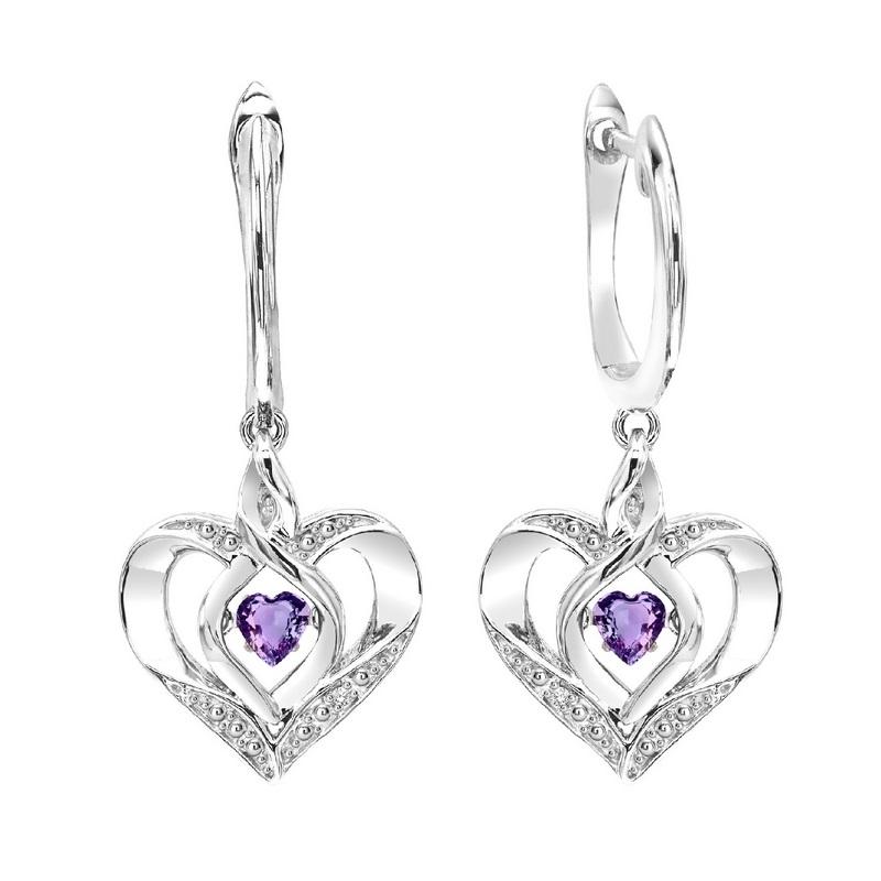 SS Diamond ROL-Birthst Heart Amethyst Basics Earring, Fernbaugh's Jewelers, ROL2165M
