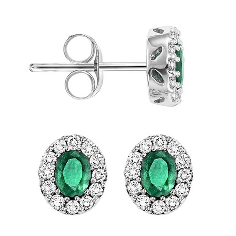 14kw color ens halo prong emerald earrings 1/5ct, rg68801-4wc