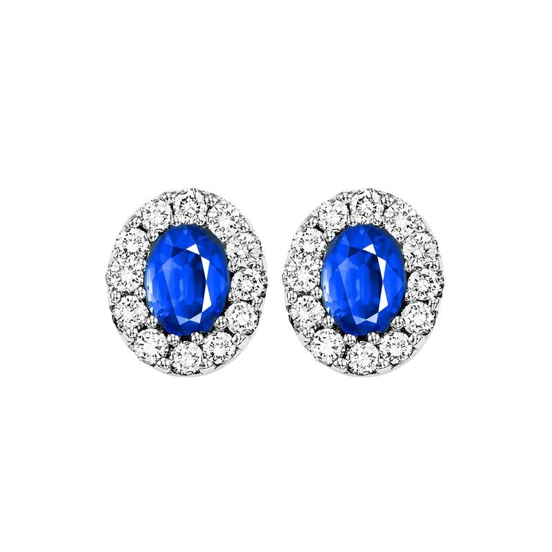 14kw color ens halo prong sapphire earrings 1/4ct, rg68795-4wc