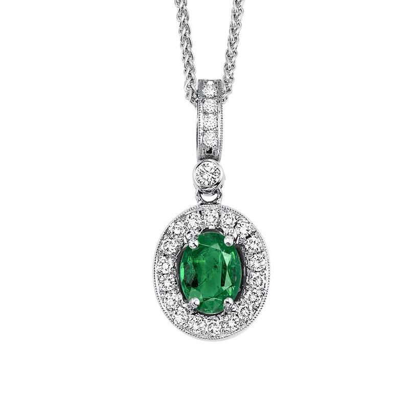 14kw color ens halo prong emerald pendant 1/8ct, rg68798-4wc