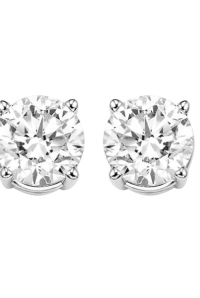 diamond round classic solitaire stud earrings in 14k white gold (1/4 ctw)