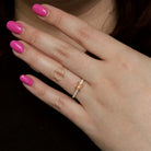 SallyK Straight Diamond Band Semi-Mount Engagement Ring on model