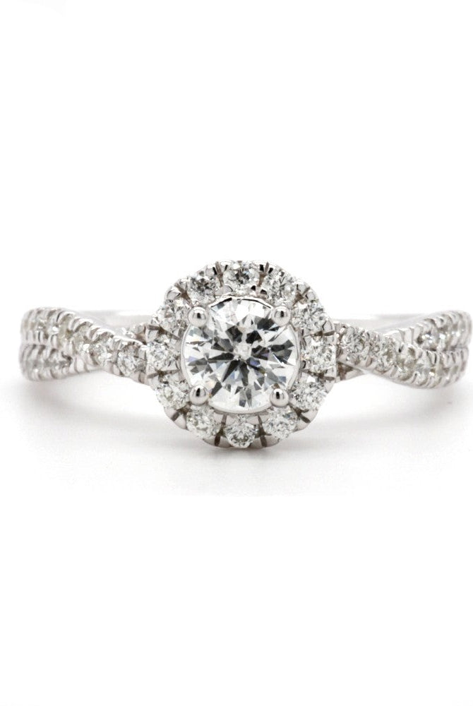 SallyK Twisted Shank Halo Engagement Ring