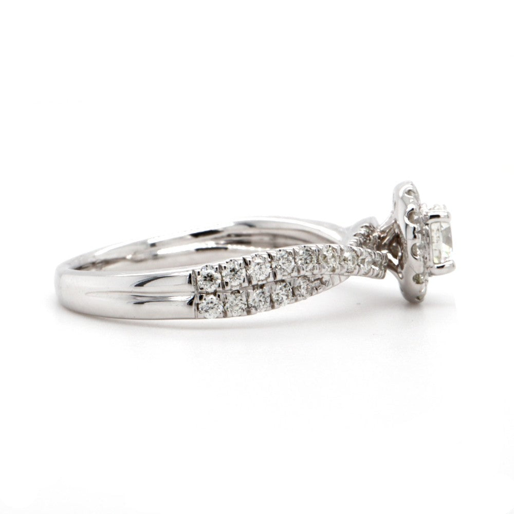 SallyK Twisted Shank Halo Engagement Ring Side 1