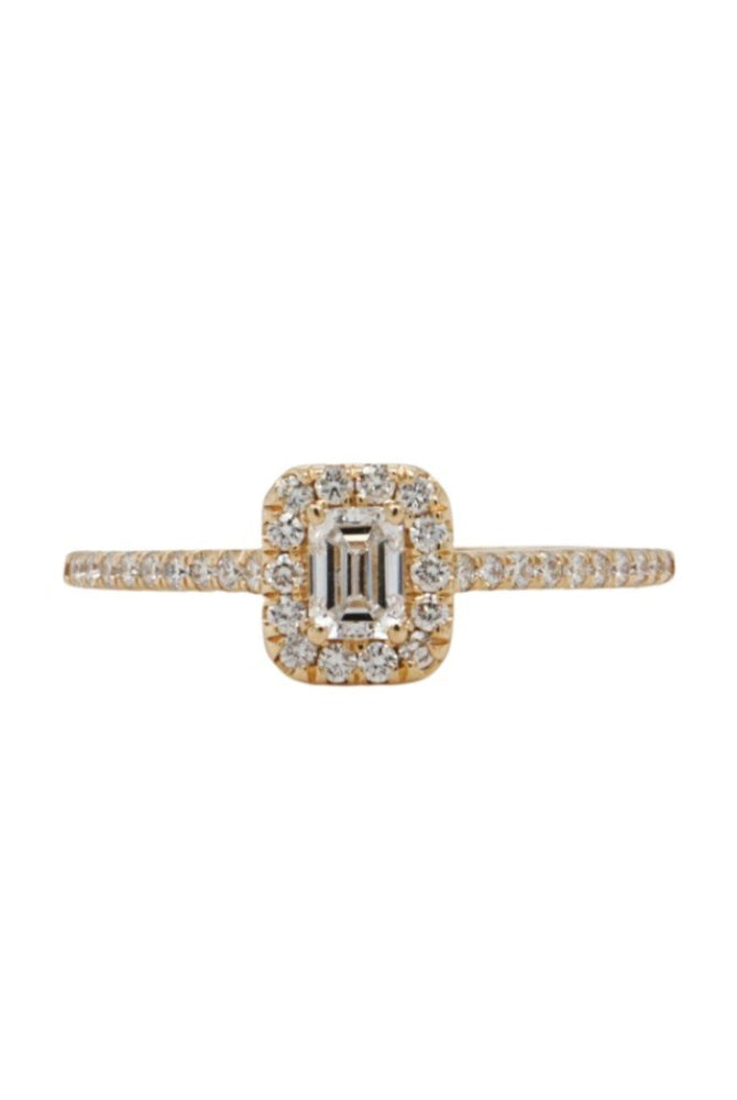 4KY Halo-Style Diamond Engagement Ring with Emerald Cut Center Stone