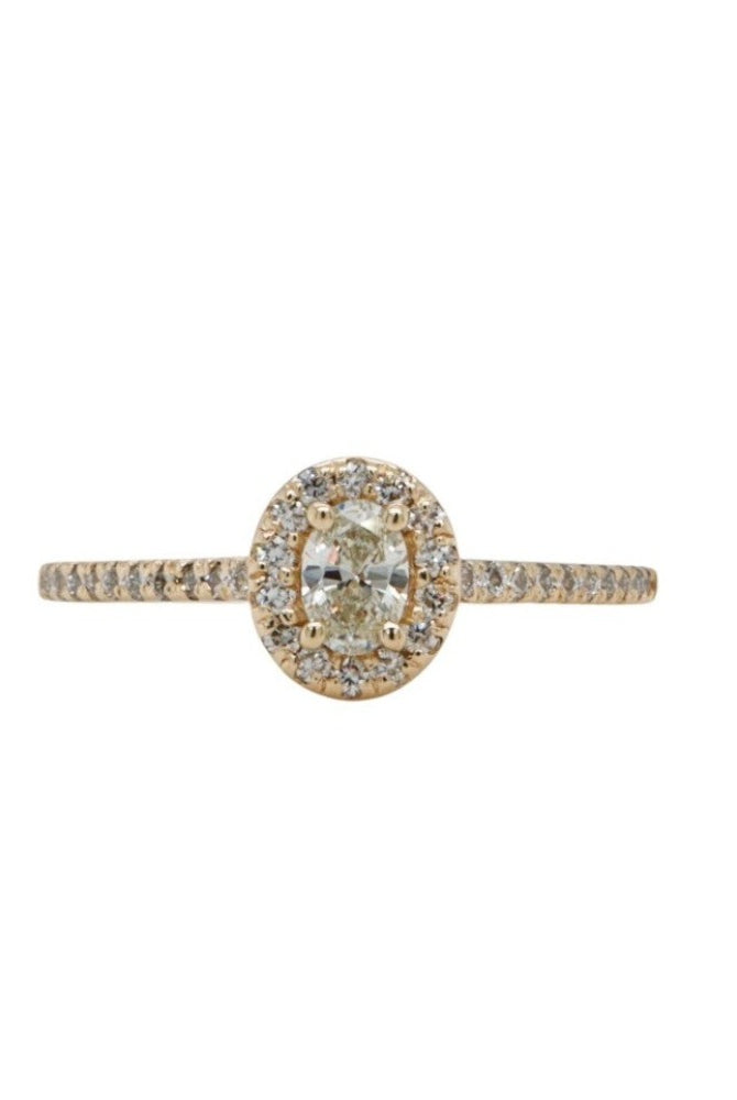 14KY Halo-Style Diamond Engagement Ring with Oval Center Stone