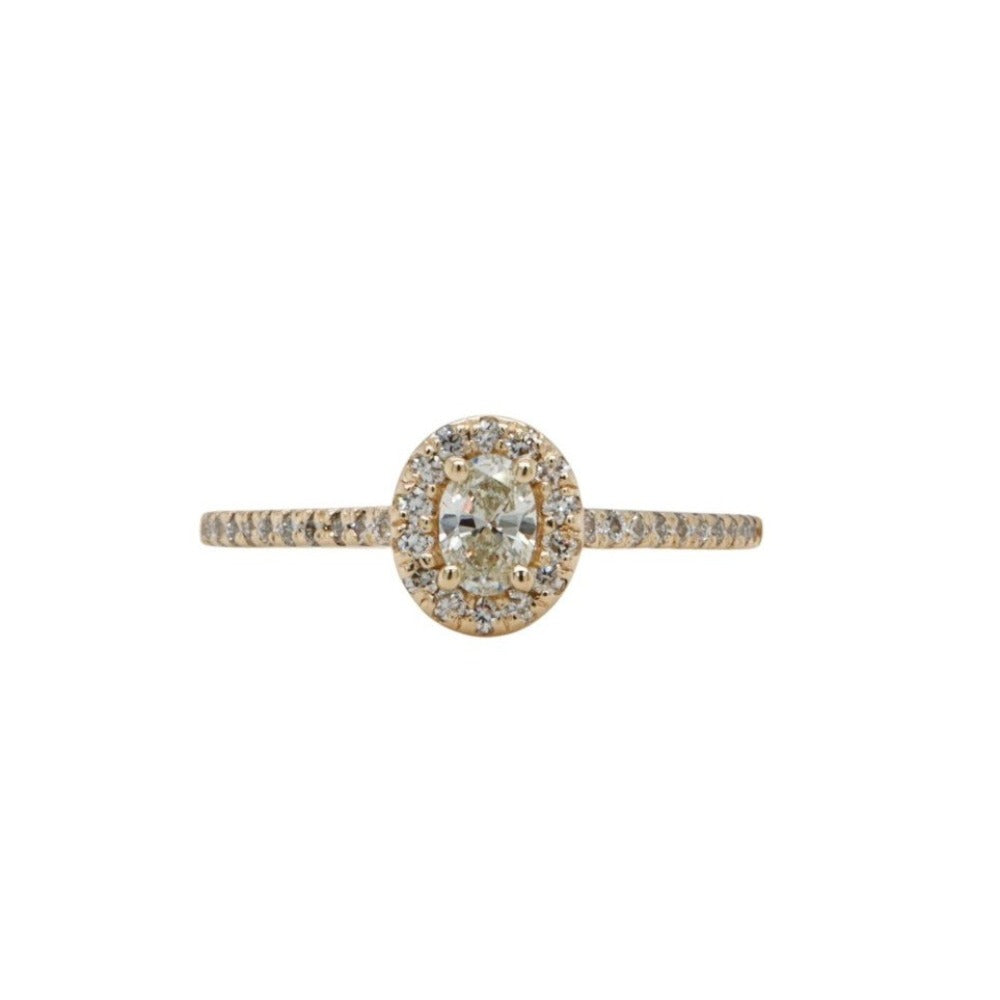 14KY Halo-Style Diamond Engagement Ring with Oval Center Stone