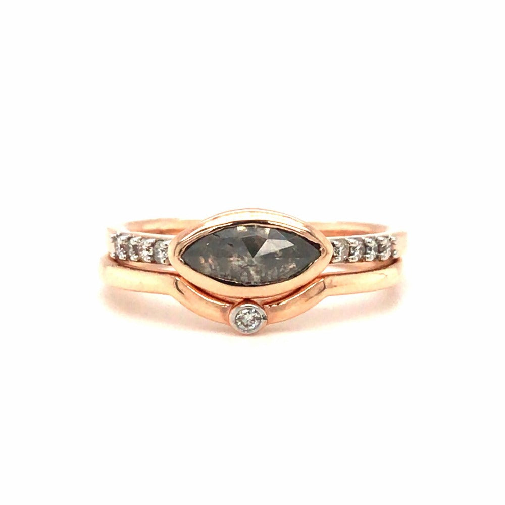 14K Rose Gold Marquise Cut East West Engagement Ring