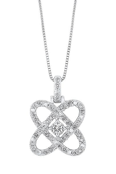 diamond infinity love heart knot pendant necklace in sterling silver (1/4ctw)
