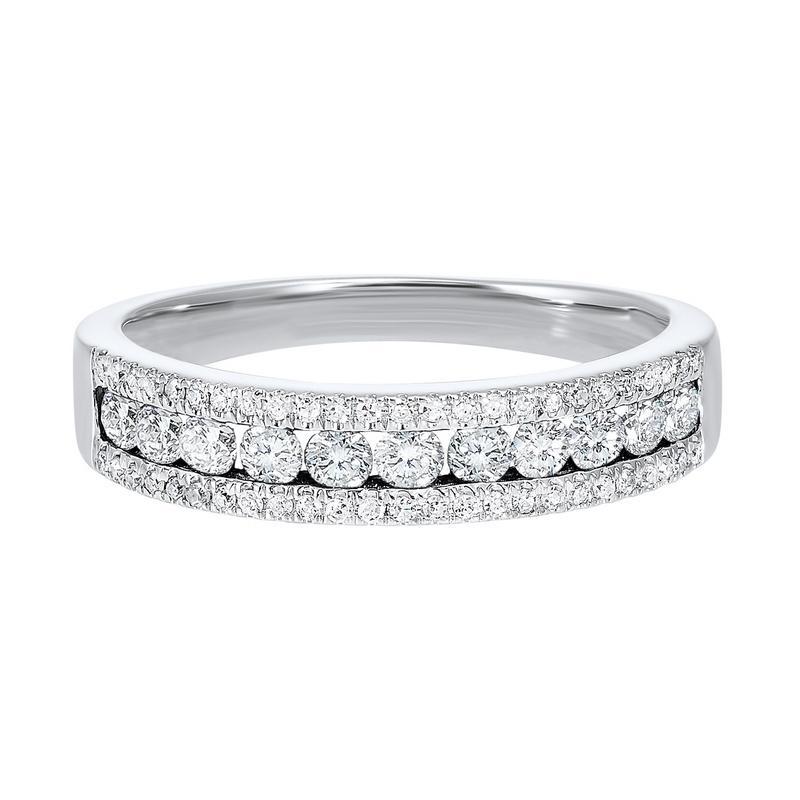 triple row diamond stackable band in 14k white gold (1/2ctw)