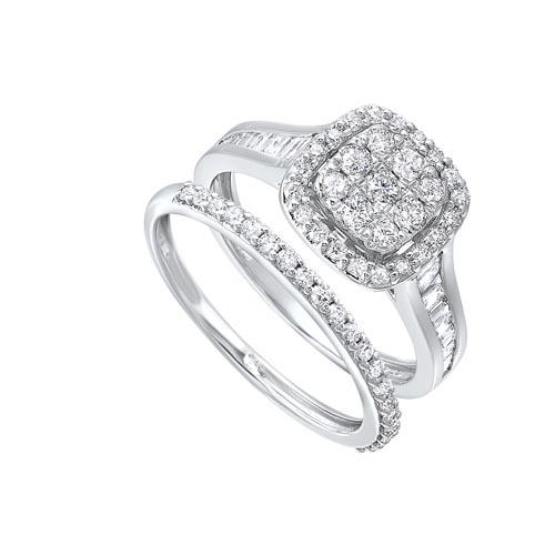 diamond dream cushion halo engagement & wedding ring set (1ctw)