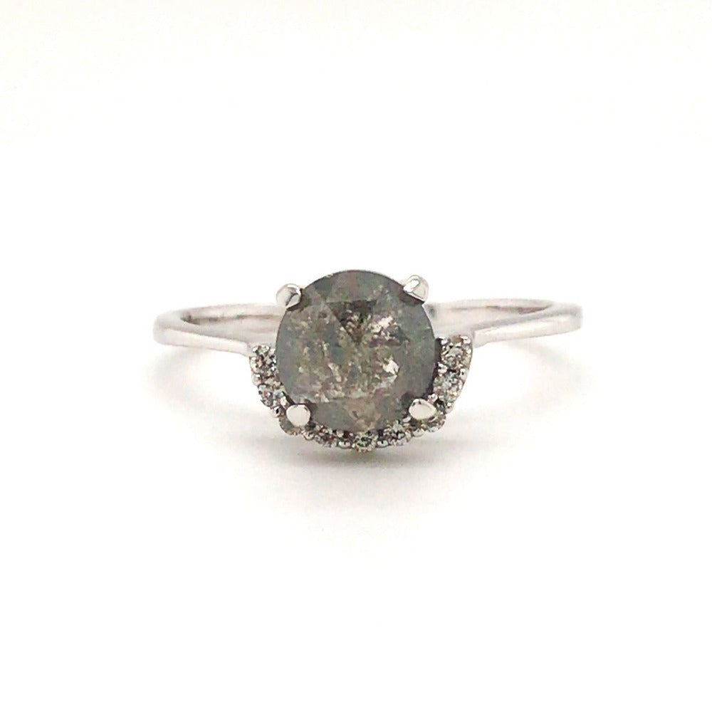 14KW Gold Salt & Pepper Diamond Engagement Ring 